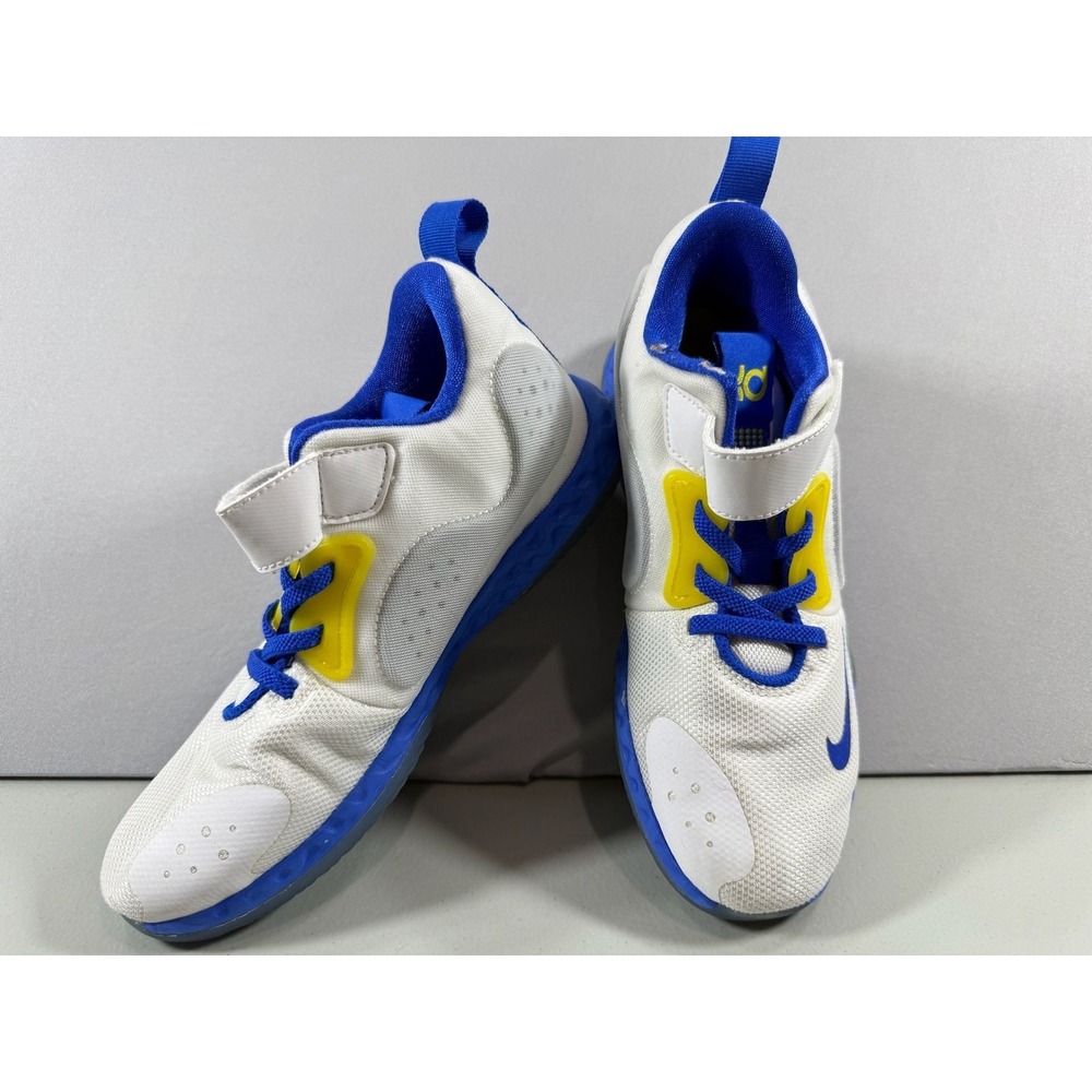 Nike KD Trey 5 VII GS White Blue Yellow Basketball Shoes Size 2.5Y youth shoes